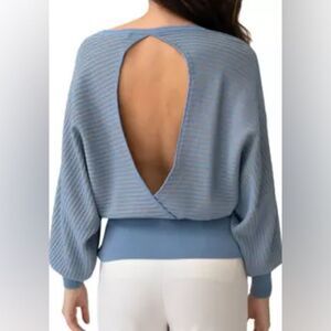 Adrienne Landau Blue & Tan Open Back Dolman Tunic Size XL NWT